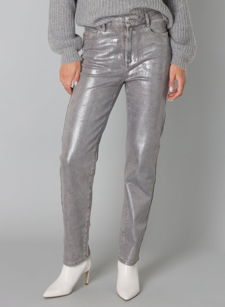 Yest  Pasclina Metallic Trousers - Silver Grey