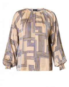 Yest Billie Blouse - Dark Sand/Dark Navy