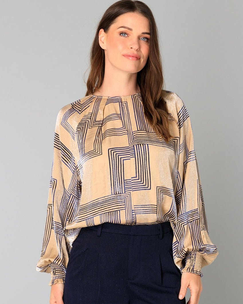 Yest Billie Blouse - Dark Sand/Dark Navy