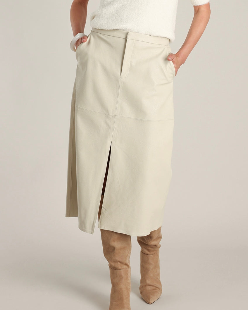 Yest Danica Faux Leather Skirt - Winter White