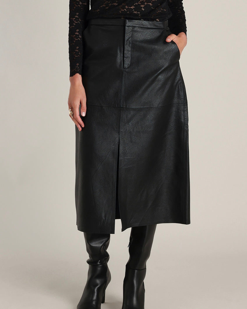 Yest Danica Faux Leather Skirt - Black