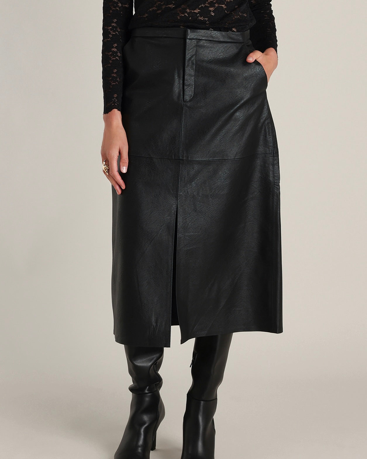 Yest Danica Faux Leather Skirt - Black