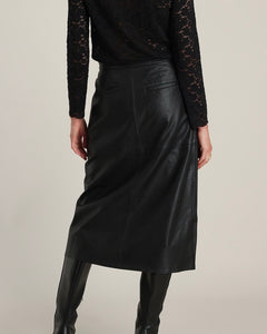 Yest Danica Faux Leather Skirt - Black