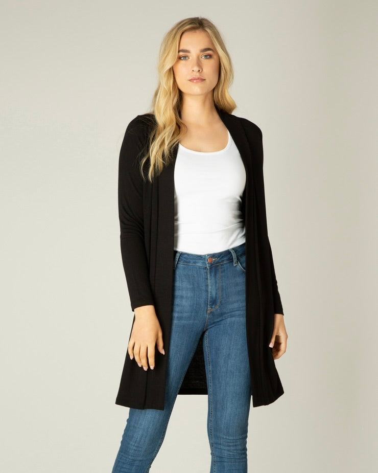 Base Level Yayla Long Cardigan - Black