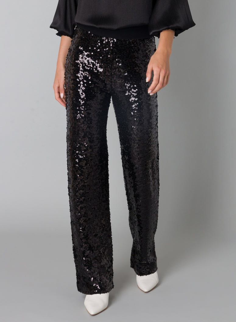 Yest  Sequin Trousers - Black