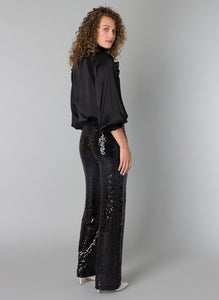 Yest  Sequin Trousers - Black