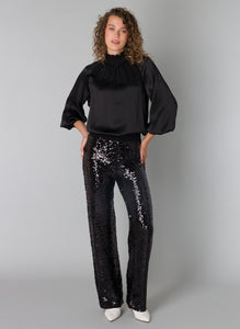 Yest  Sequin Trousers - Marine Blue