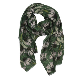 Winter Daisy Lightweight Scarf - Green