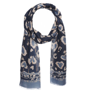 Animal Print Lightweight Scarf - Blue