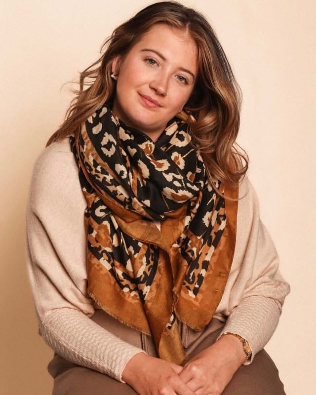 Animal Print Lightweight Scarf - Taupe