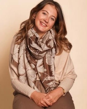 Metalic Floral Print Scarf - Taupe