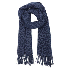 Load image into Gallery viewer, Winter weight Animal Print Scarf - Navy