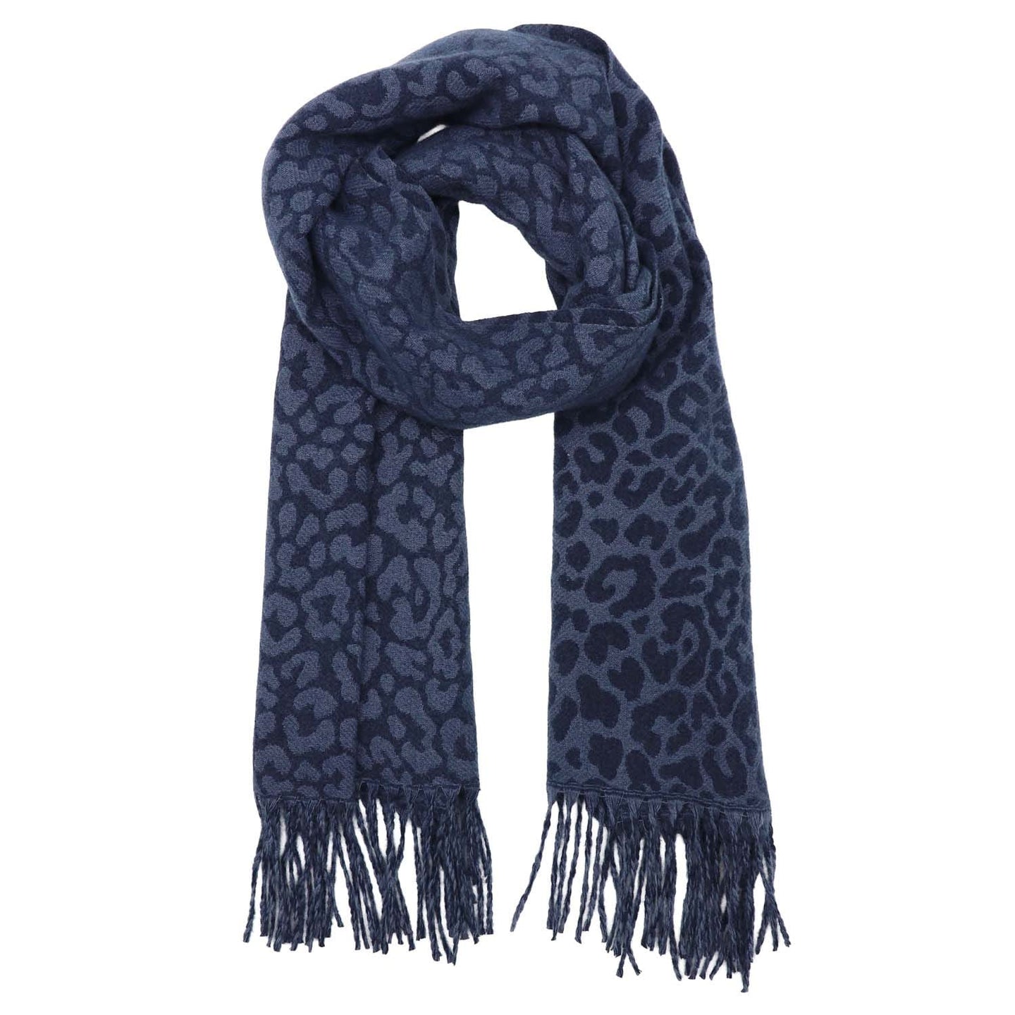 Winter weight Animal Print Scarf - Navy