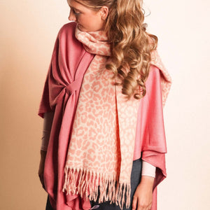 Winter weight Animal Print Scarf - Pink