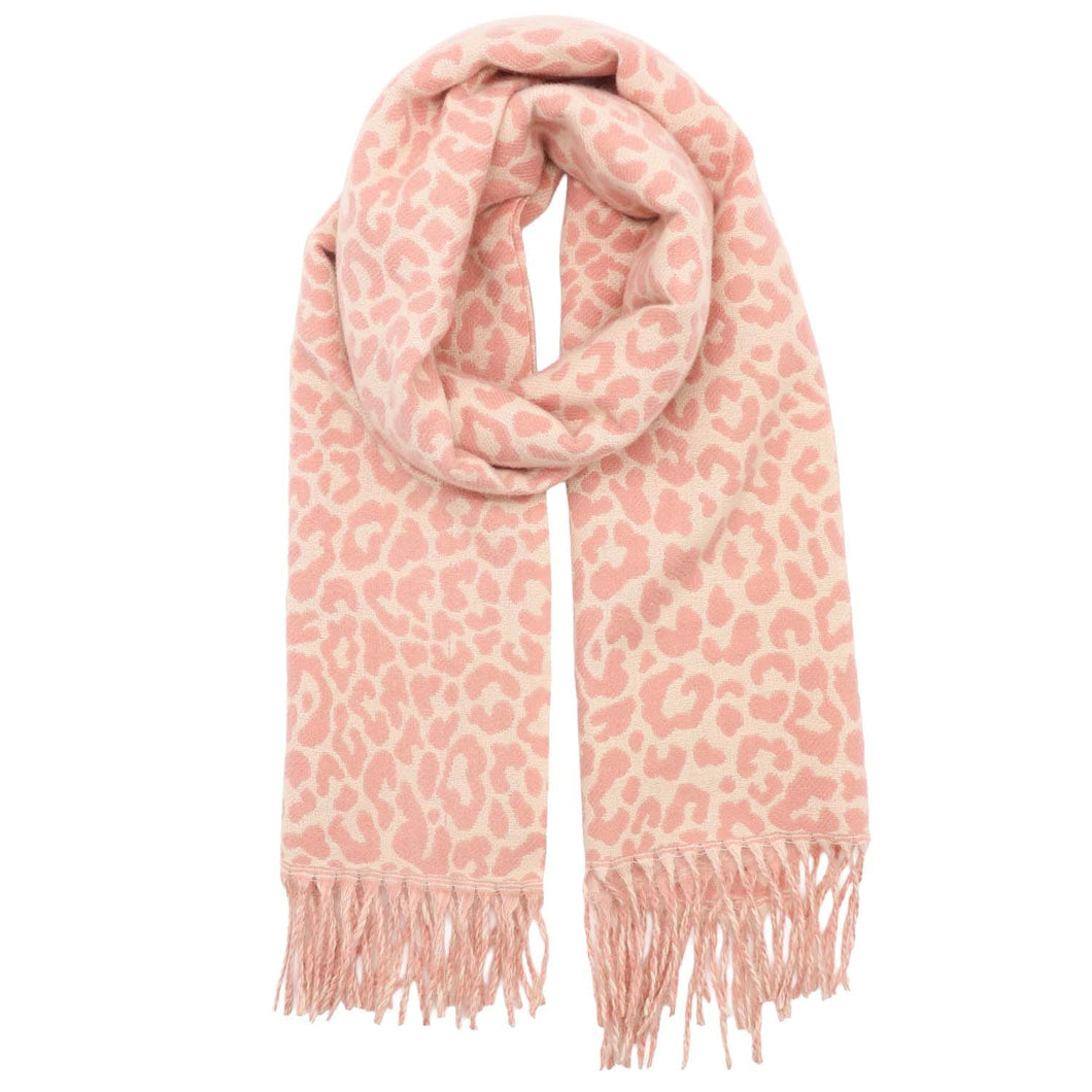 Winter weight Animal Print Scarf - Pink