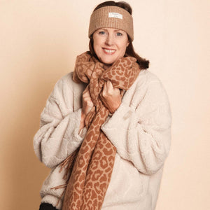 Winter weight Animal Print Scarf - Coffee