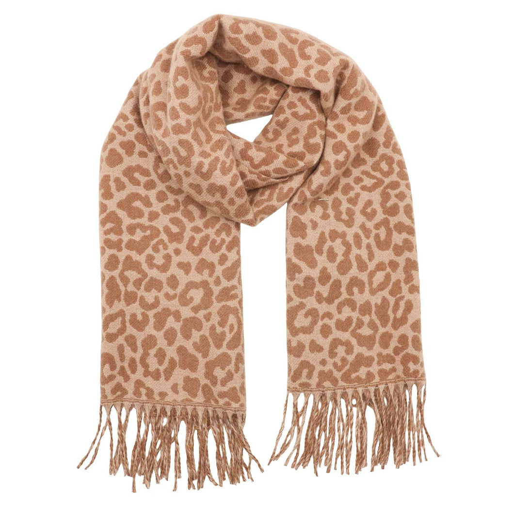 Winter weight Animal Print Scarf - Coffee