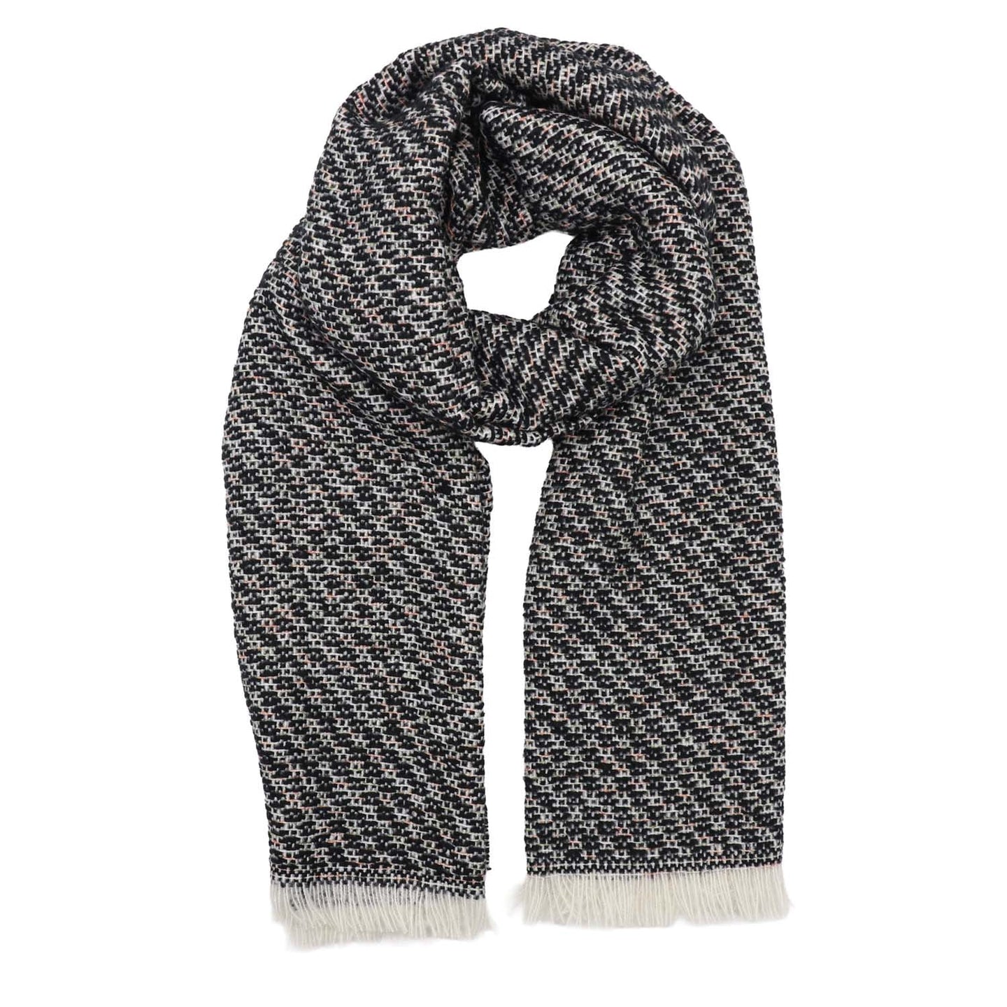 Winter weight Dashed Line Scarf - Black