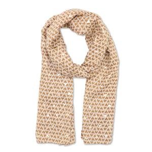 Mid Weight Ditsy Hearts Scarf - Cream