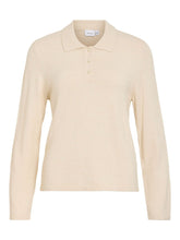 Load image into Gallery viewer, Vila Viril Long Sleeve Polo Pullover -  Super Light Natural Melange