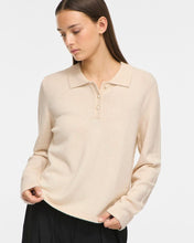 Load image into Gallery viewer, Vila Viril Long Sleeve Polo Pullover -  Super Light Natural Melange