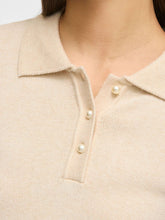 Load image into Gallery viewer, Vila Viril Long Sleeve Polo Pullover -  Super Light Natural Melange