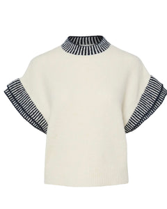 YAS Telo Supersoft Knit Top - Birch/Navy