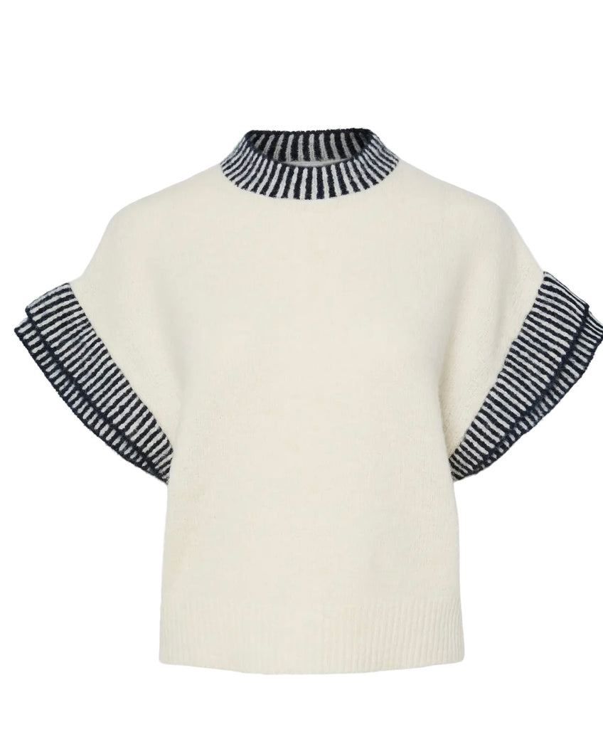 YAS Telo Supersoft Knit Top - Birch/Navy