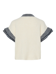YAS Telo Supersoft Knit Top - Birch/Navy