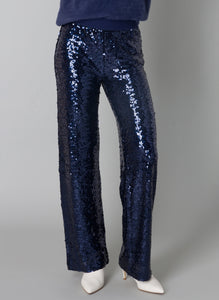 Yest  Sequin Trousers - Marine Blue