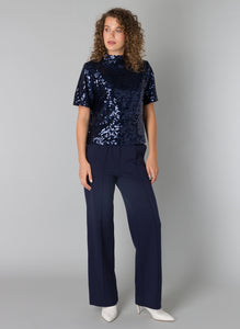 Yest Philomena Sequin Top - Marine Blue