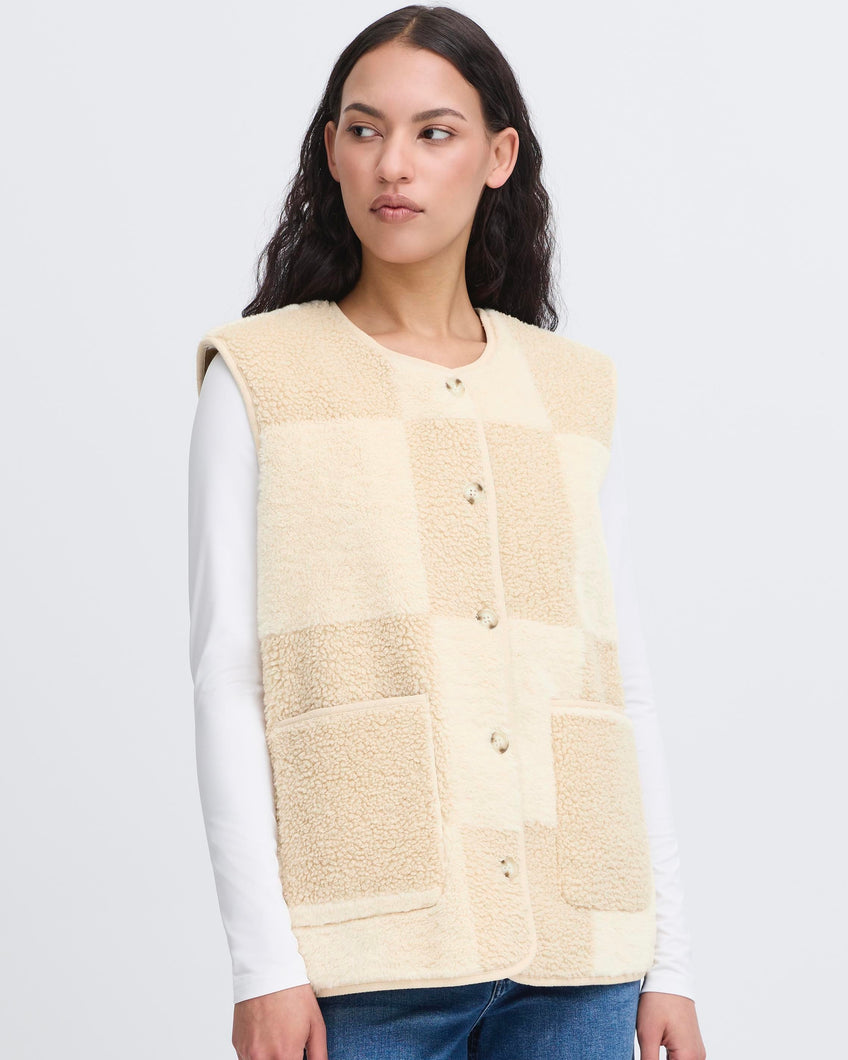 ICHI Tonza Faux Sheepskin Gilet