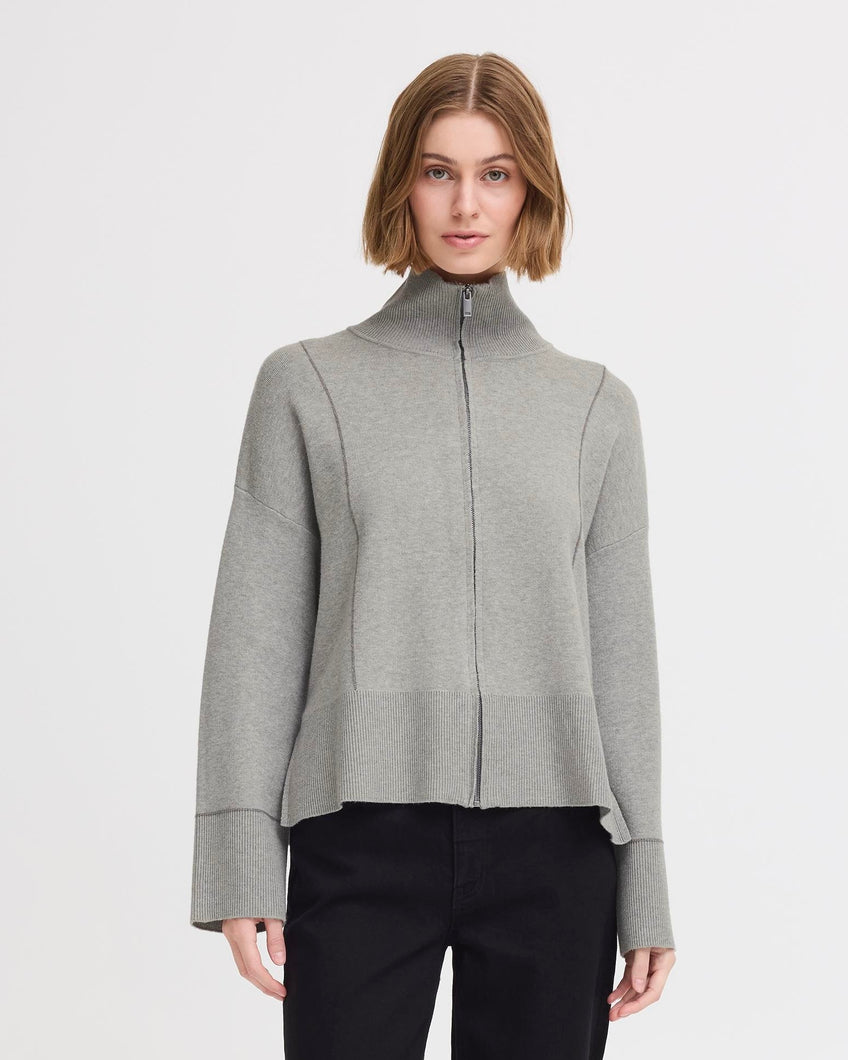 ICHI Ballia Cardigan  - Grey Melange