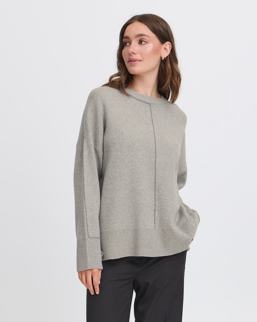 ICHI Ballia Jumper   - Grey Melange