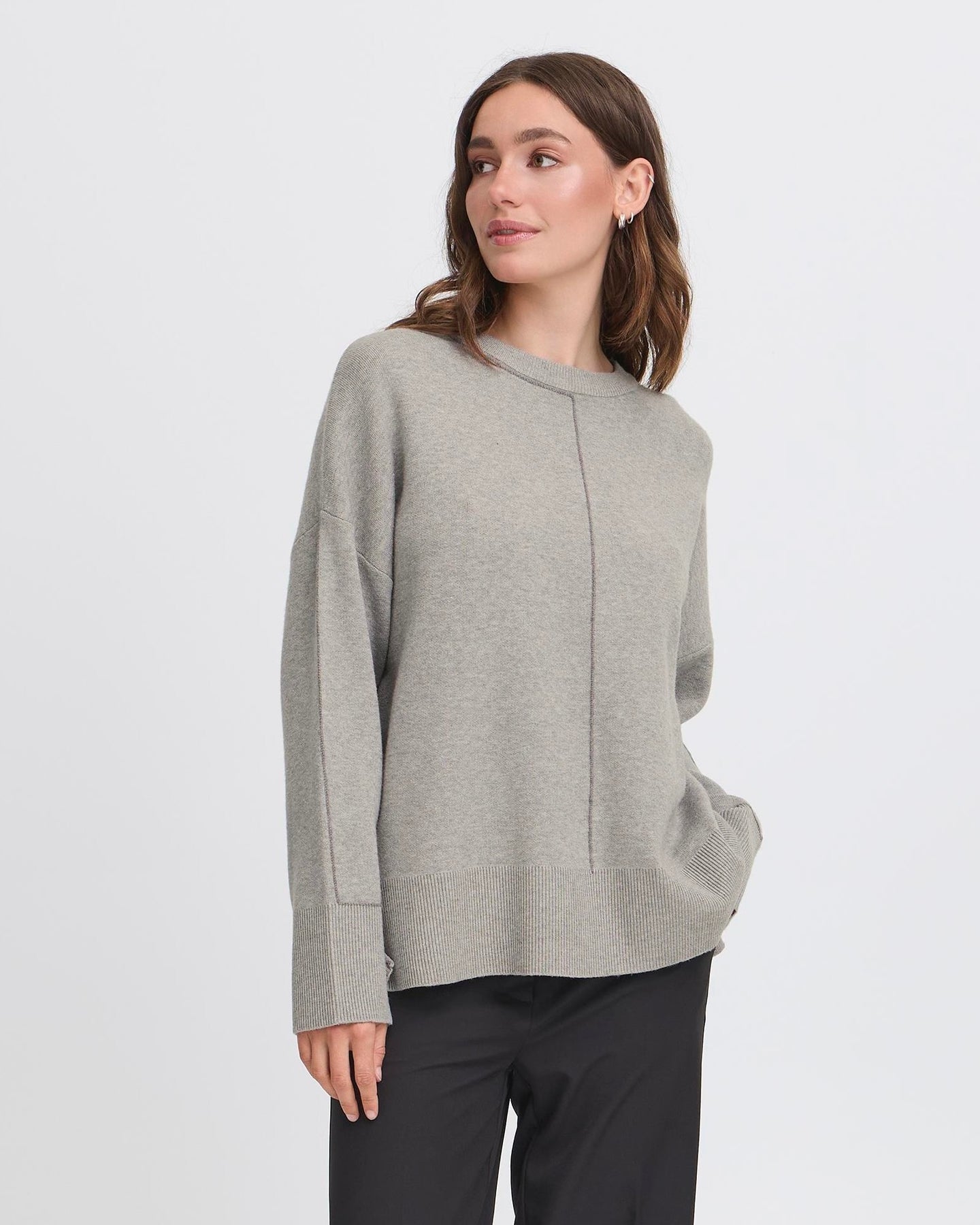 ICHI Ballia Jumper   - Grey Melange