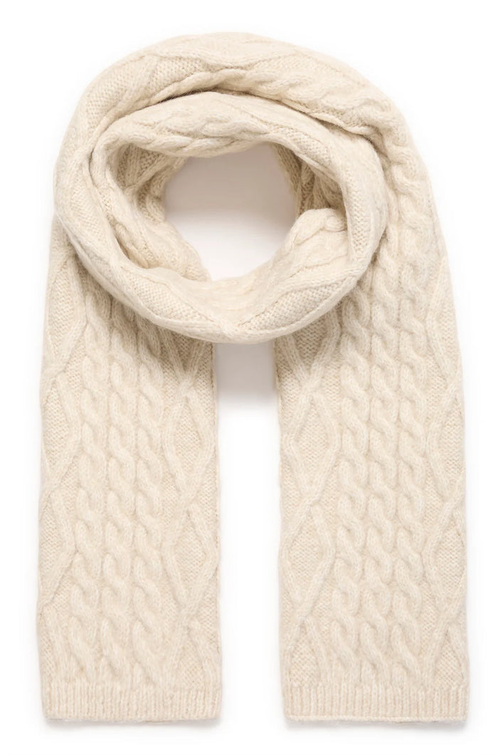 ICHI Lucy Cable Knit Scarf - Oatmeal Melange