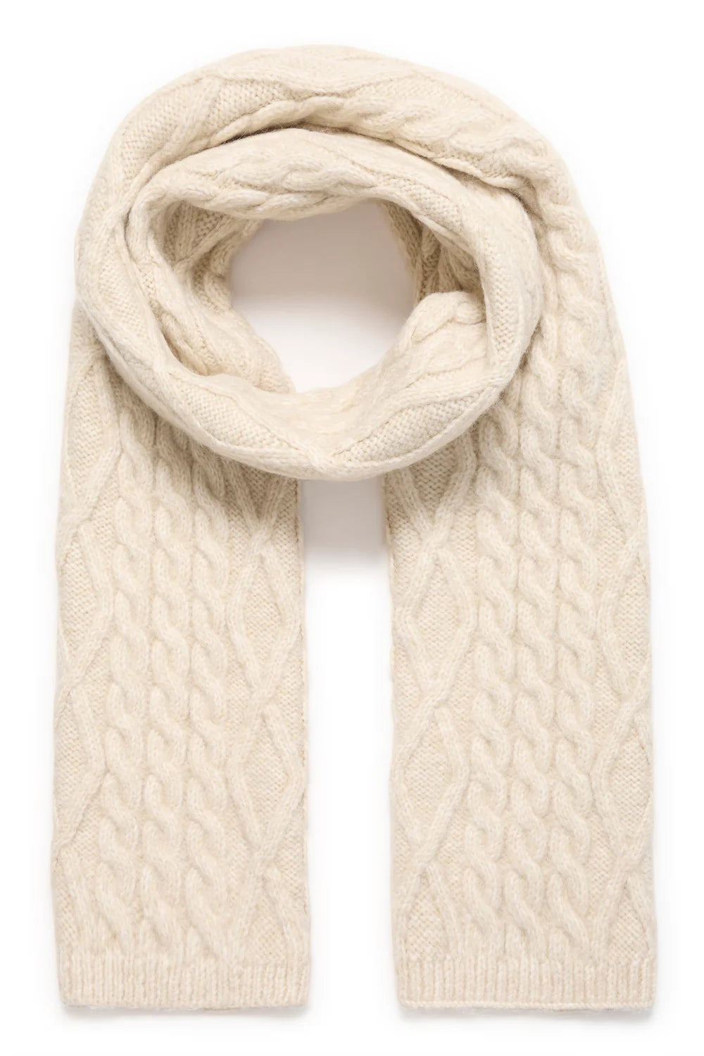 ICHI Lucy Cable Knit Scarf - Oatmeal Melange