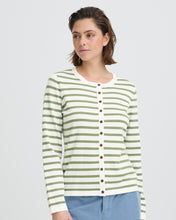 Load image into Gallery viewer, ICHI Luls Round Neck Cardigan - Iguana &amp; White Stripe