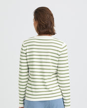 Load image into Gallery viewer, ICHI Luls Round Neck Cardigan - Iguana &amp; White Stripe