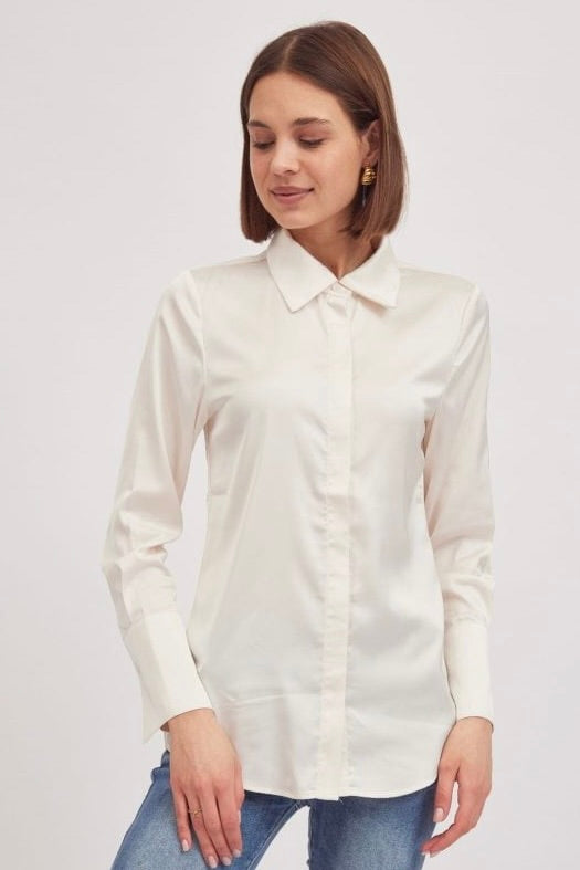 Lea Satin Shirt - Champagne