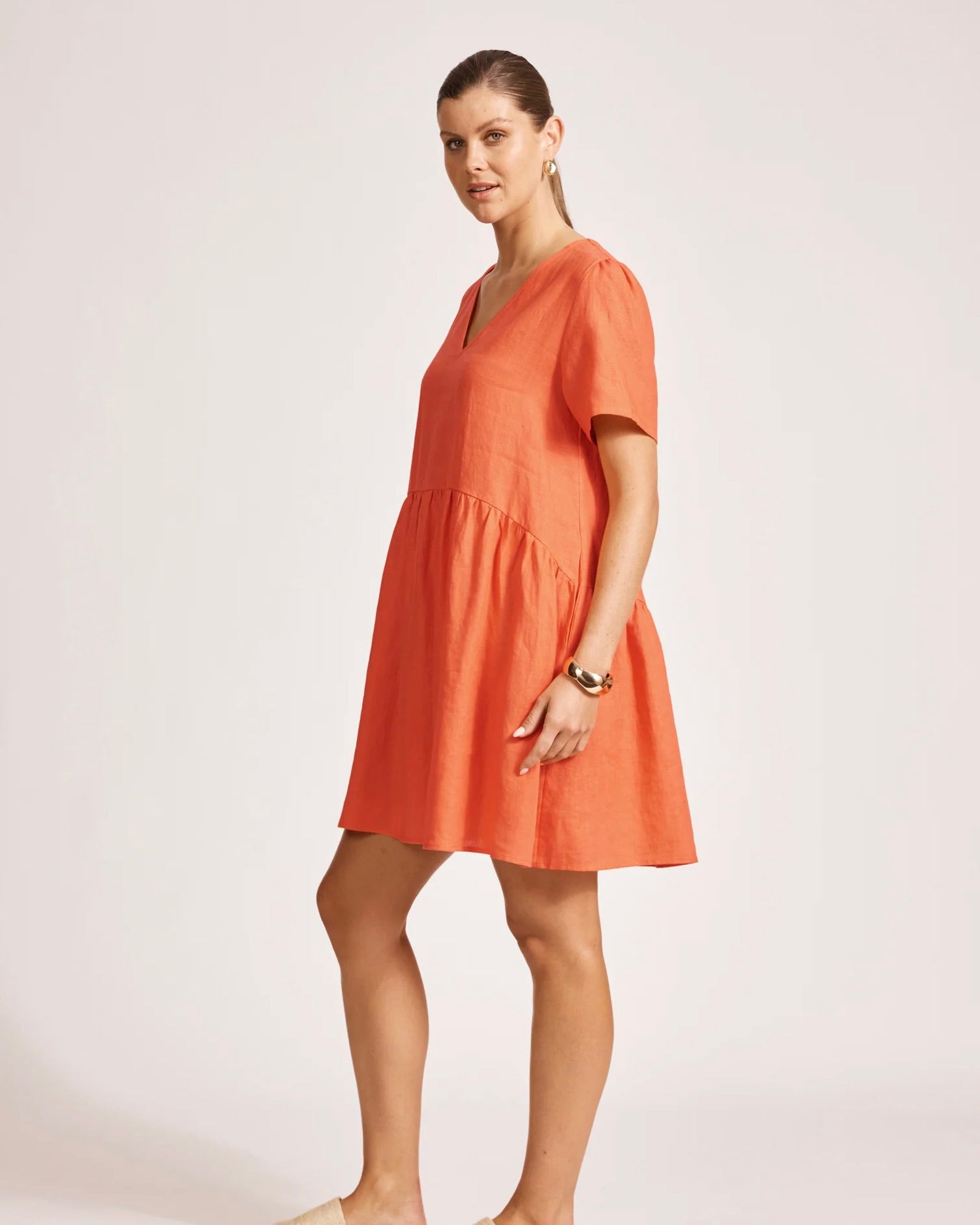 Eb & Ive Miramar Linen Dress -Coral Pure Eb & Ive Miramar Linen Dress -Coral Pure