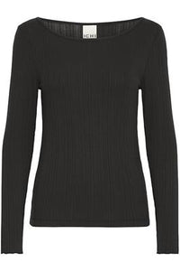 ICHI Cella Long Sleeve Top - Black