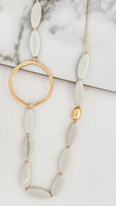 Envy Bead & Hoop Necklace - Cream/Gold