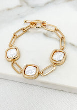 Load image into Gallery viewer, Envy Pearl Square Link Bracelet - Gold