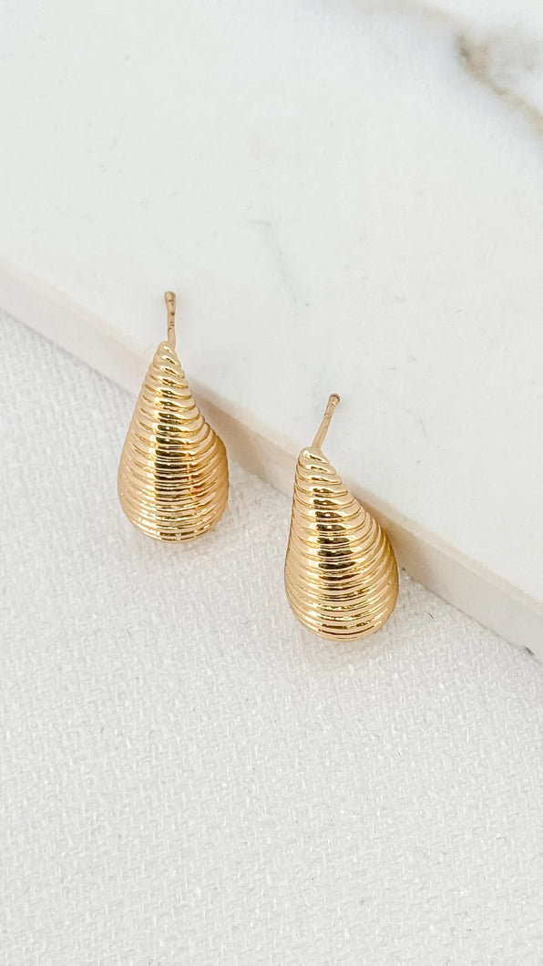 Envy Textured Teardrop Earring - Gold