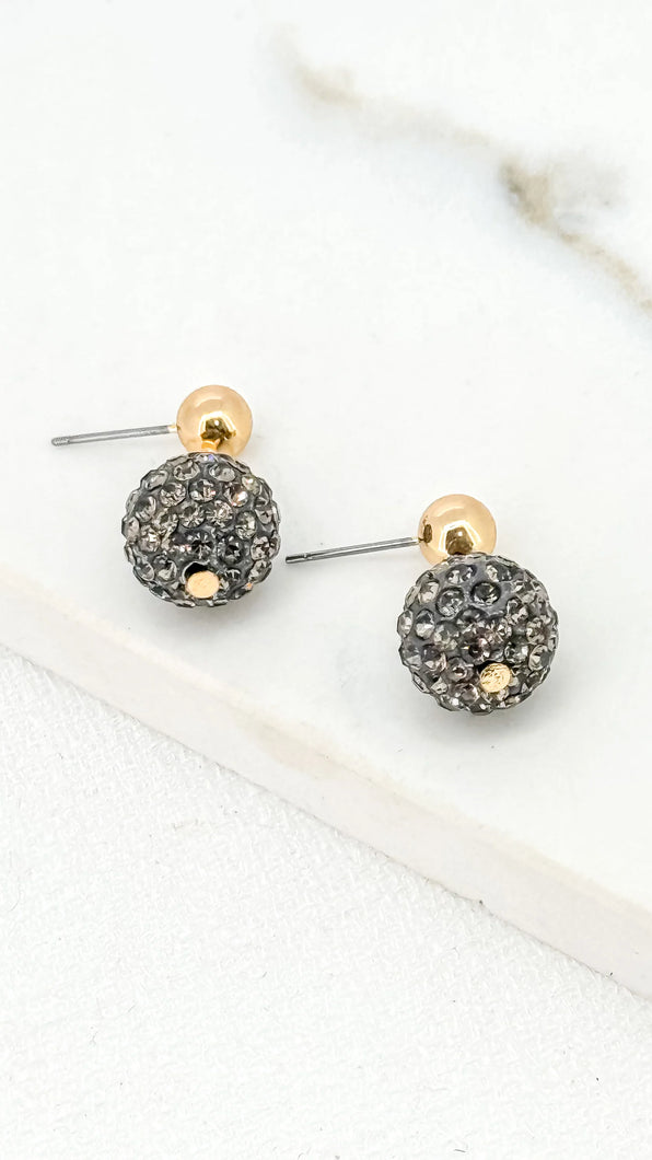 Envy Black Crystal Earring - Gold