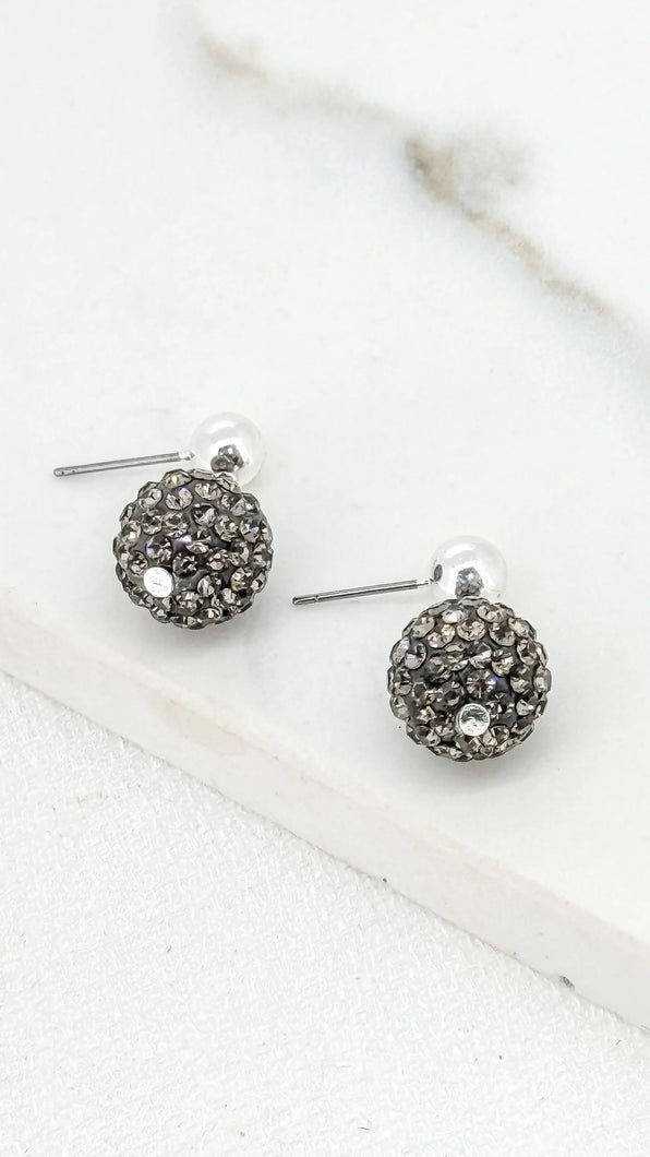 Envy Black Crystal Earring - Silver