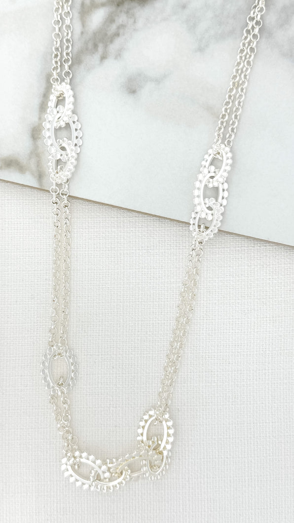 Envy Long  Link Necklace - Silver