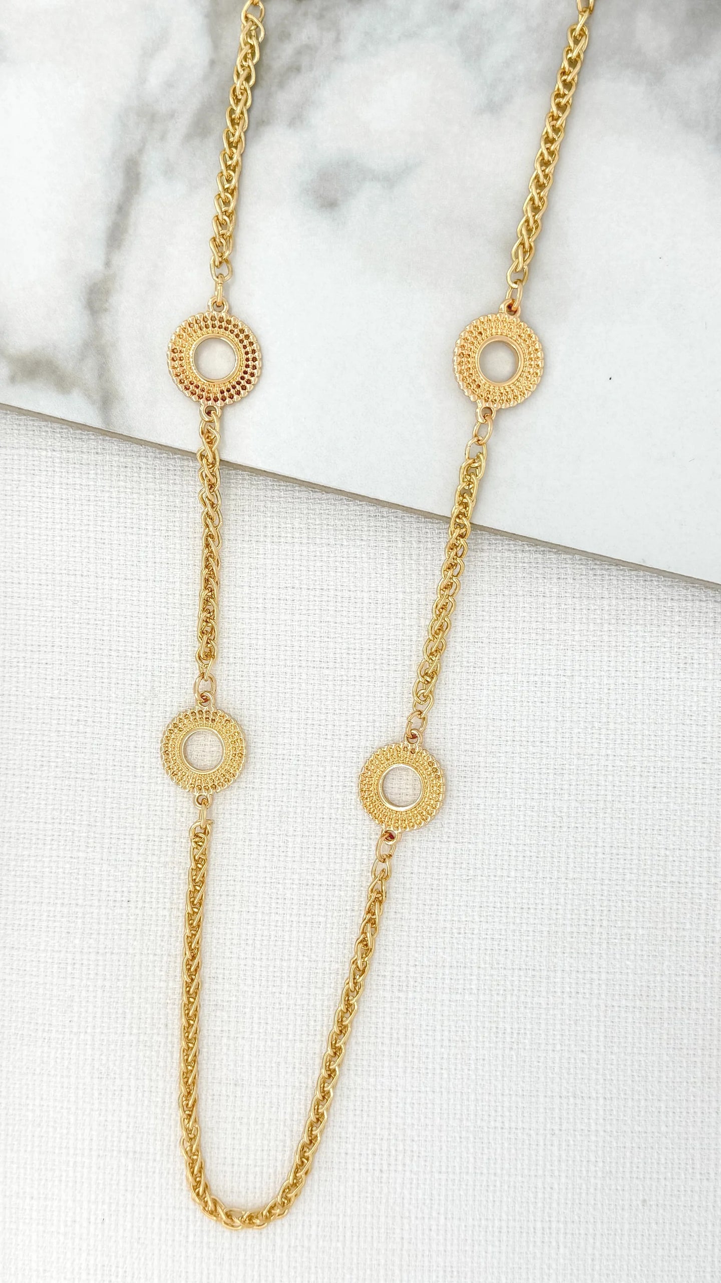 Envy Long Open Circle Necklace - Gold