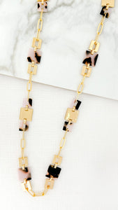 Envy Long Leopard Detail Necklace - Gold